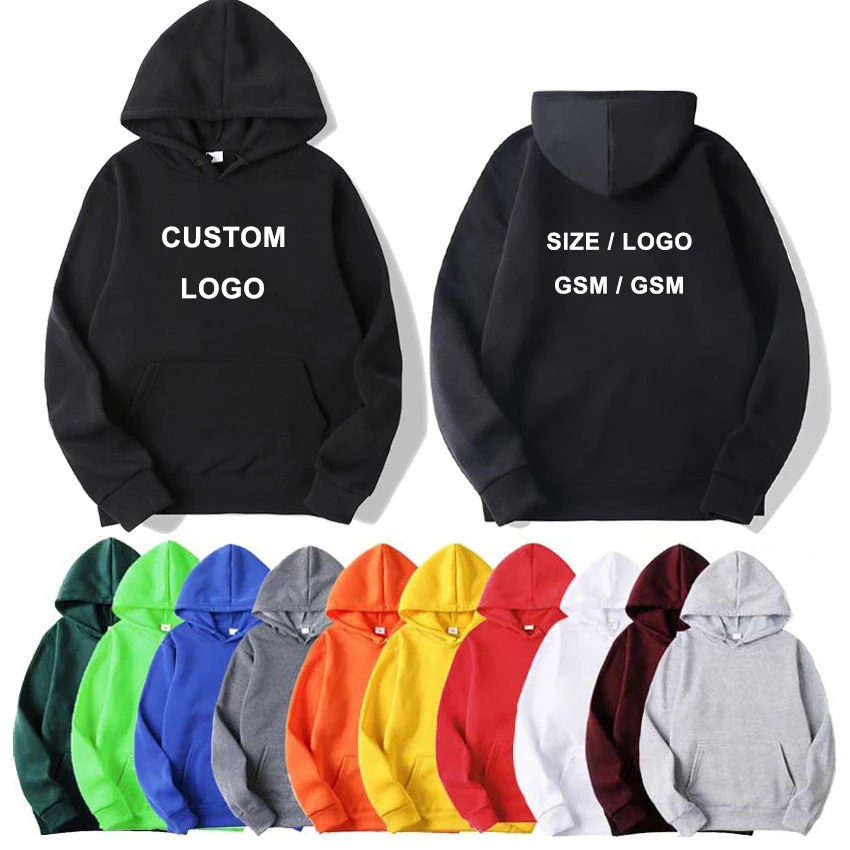 Blank Fleece Hoodies Custom Logo Cheap Bulk Black Hoodies Men Wholesale Knitted Pullover Hoodies For Men Sudaderas Con Capucha