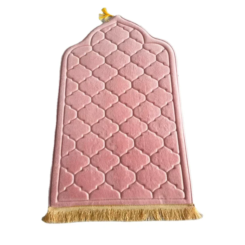 Prayer Mat for Muslim Ramadan Flannel Carpet Worship Kneel Embossing Floor Carpets Non-slip Soft Portable Travel Prayer Rug