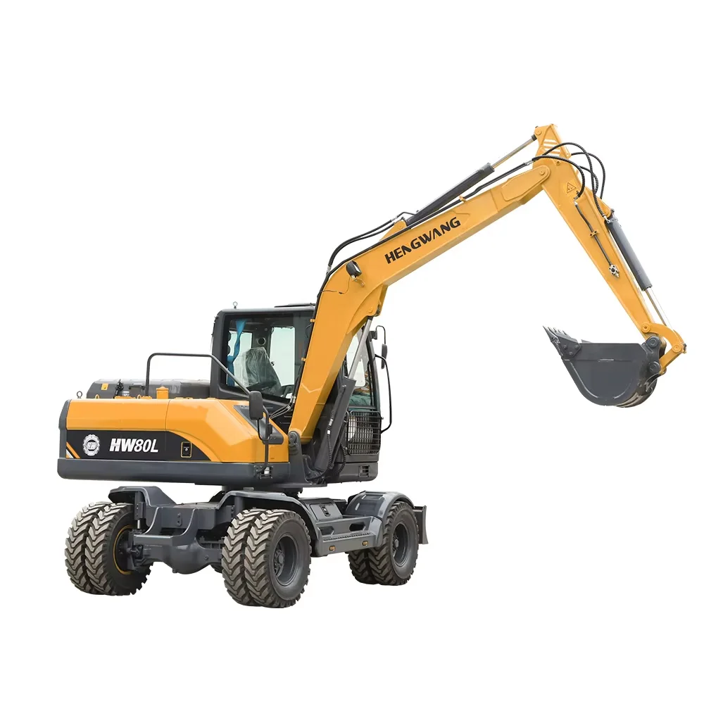 earthwork engineering wheel tyre rubber tire excavator digger 8ton 7 ton excavator for sale
