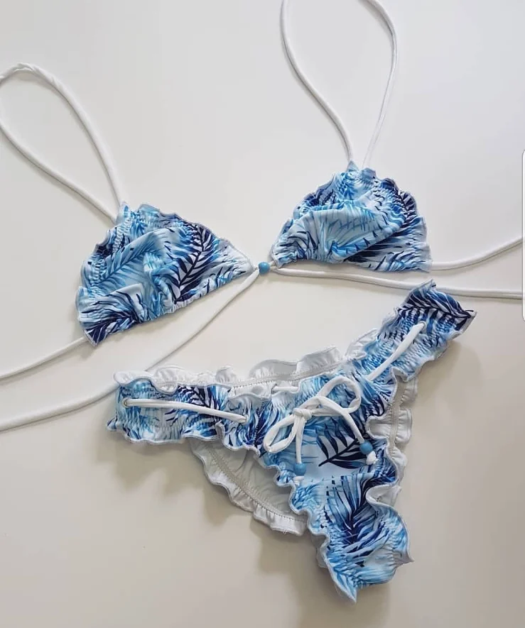 JYJ Swimwear Custom Sexy Cute Ruffle Micro Bikini Set Designer Luxury Two Pieces  Swimwear Swimsuits for Women 2023