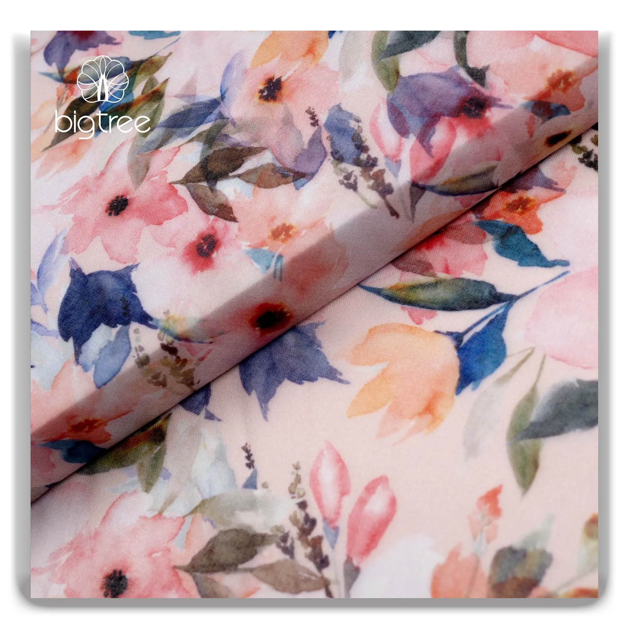 Splicing Design Watercolor Painting Style  Digital Printed Chiffon Voile 100% Polyester Fabric for Dress Shirt Blouse