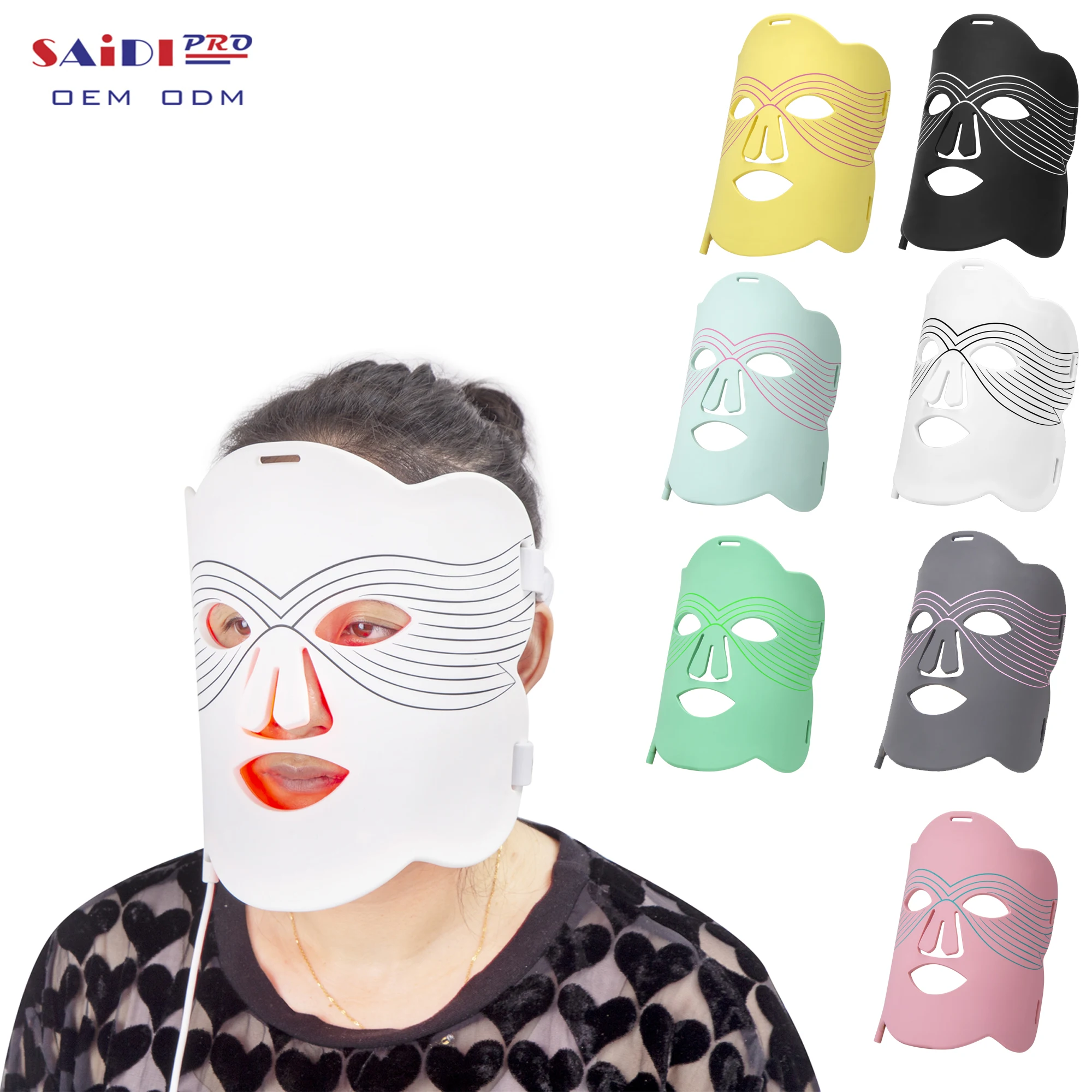 Photon Light Facial Skin Beauty Therapy Mask 2 Colors Fits Softly Red LED Face Mask