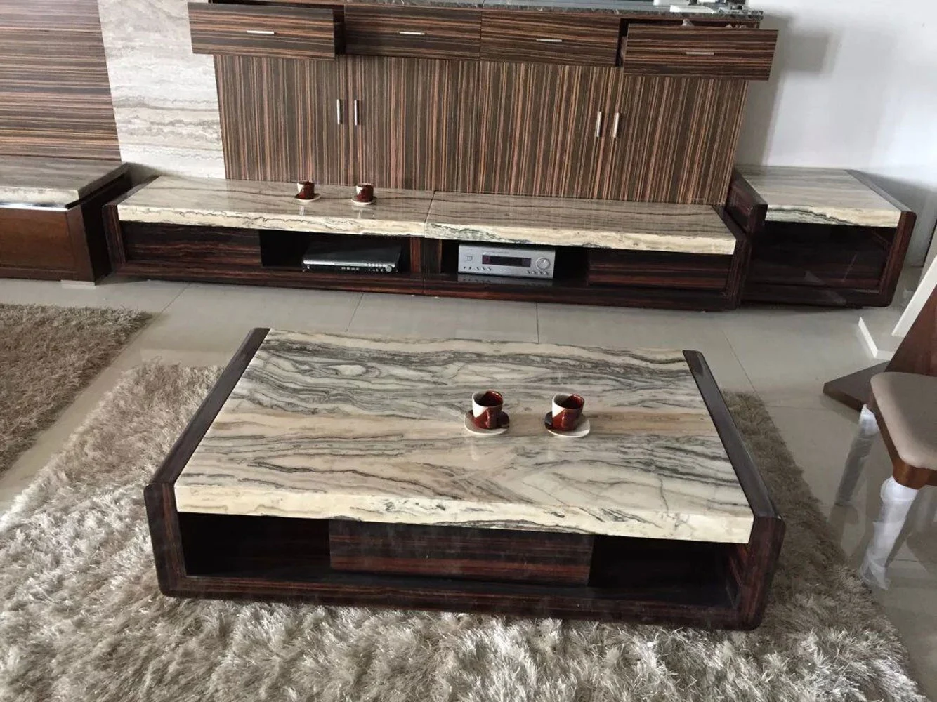 High quality walnut wood center table nordic minimalist living room negotiation center marble top coffee tables