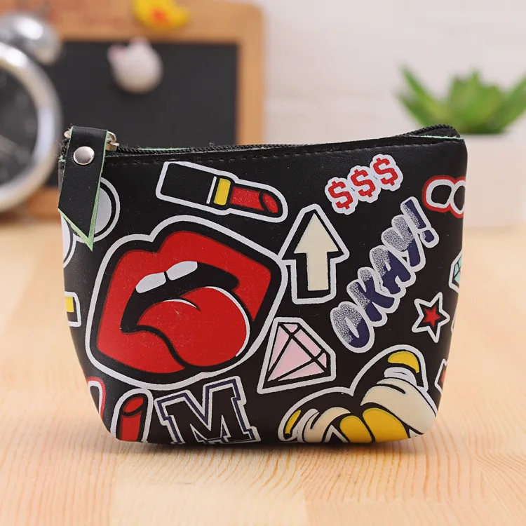 New design girls small coin purse fashion cartoon waterproof coin key case pu leather money storage bag wholesale wallet bag