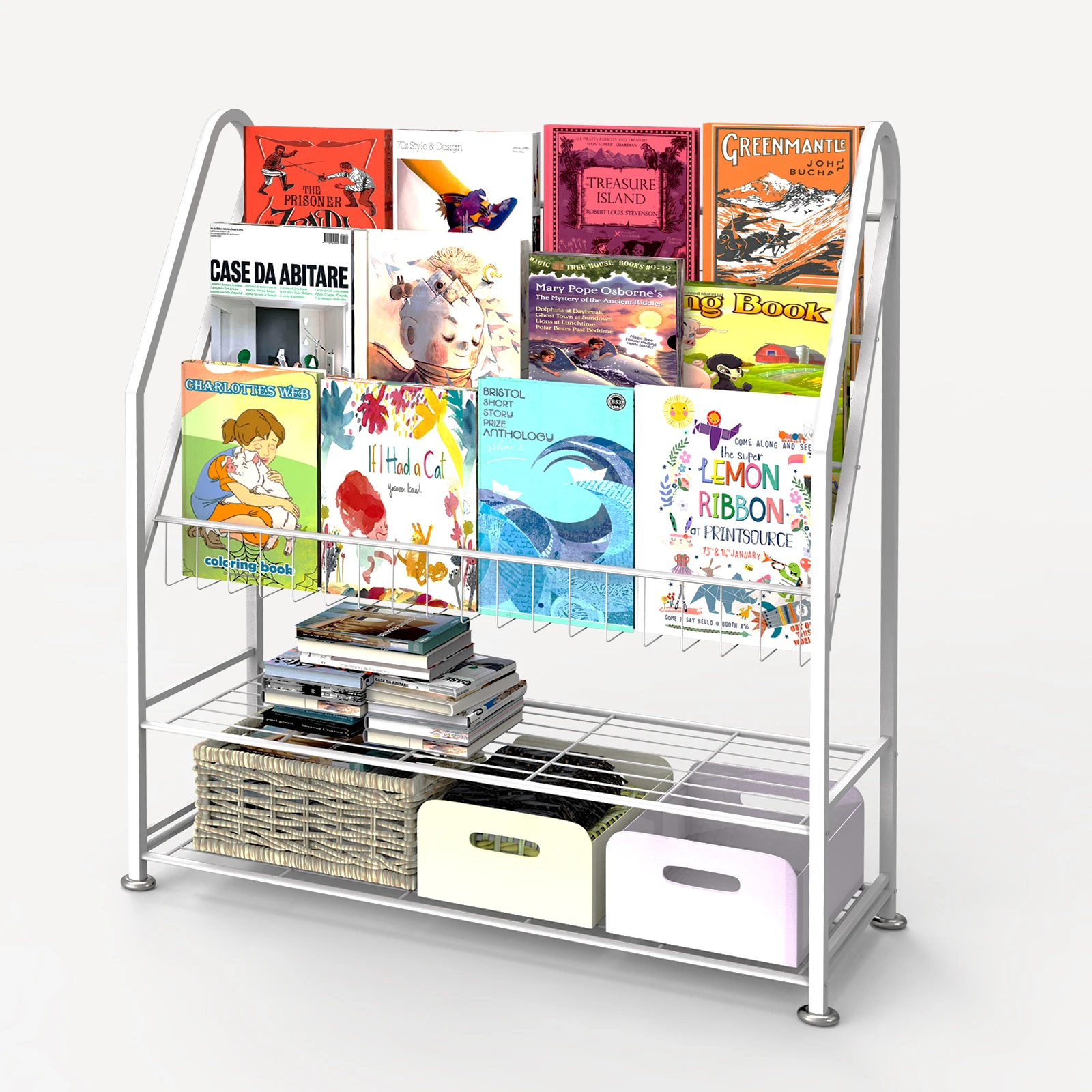White Wall Mounted Metal Shelf Kids Bedroom Bookshelf Book Shelves Metal Book Shelf