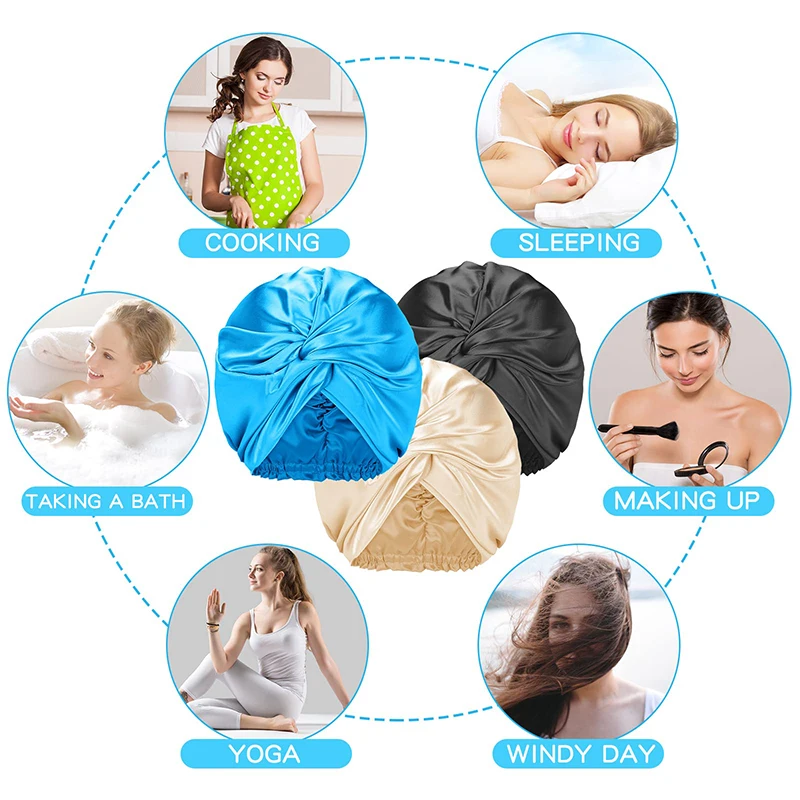 22mm/19mm Silk Hair Bonnet Double Layer and Hair Silk Reversible Bonnet Silk Bonnets for Women
