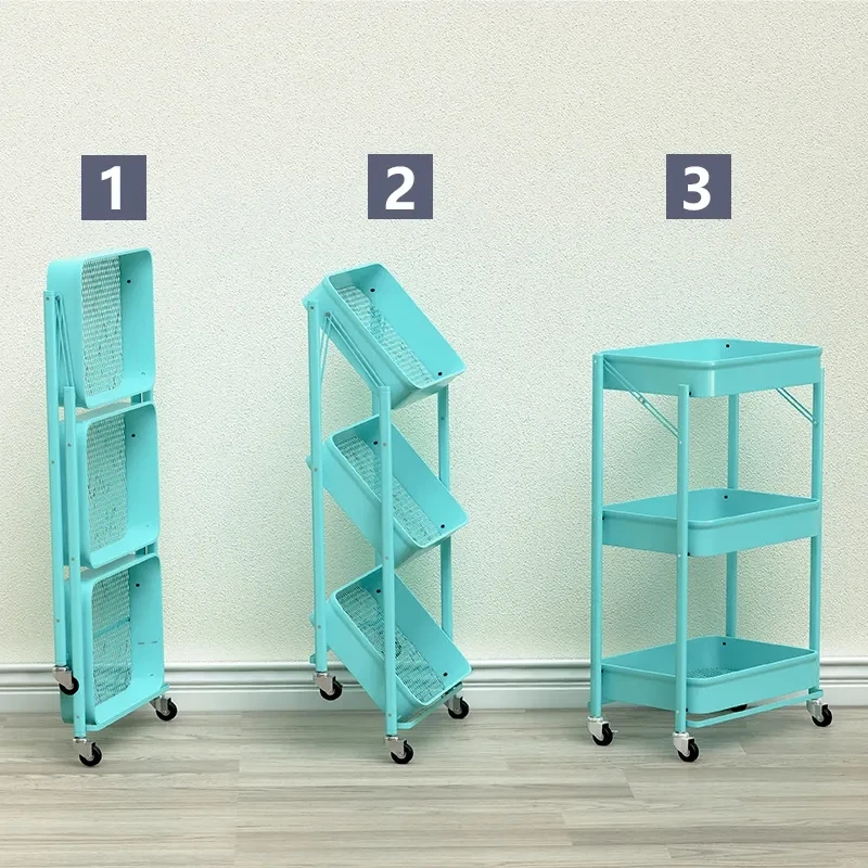 Household Used Slit Storage Cart Daily Necessities Storage Trolley Metal Food Storage Rack Trolley