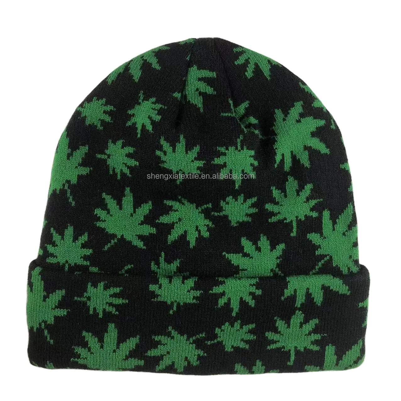 weed pot 420 leaf green rasta black beanie