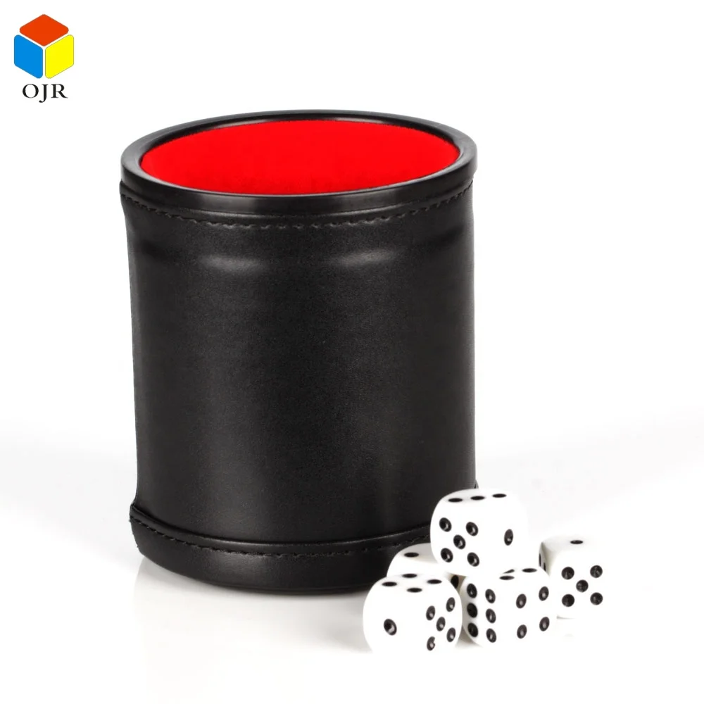 Black Custom Logo Shaker Cups Set Cylindrical High Quality Pu Leather Dice Cup For Backgammon Games