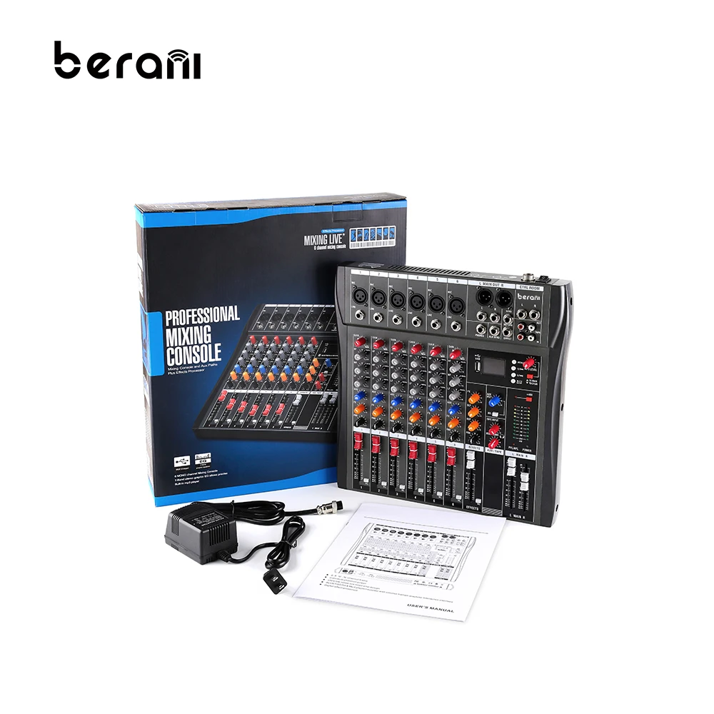 CT-60L Fashion Portable 6 Channel USB Interface Live Mini Home Party DJ Control Surface Audio Stereo Mixer