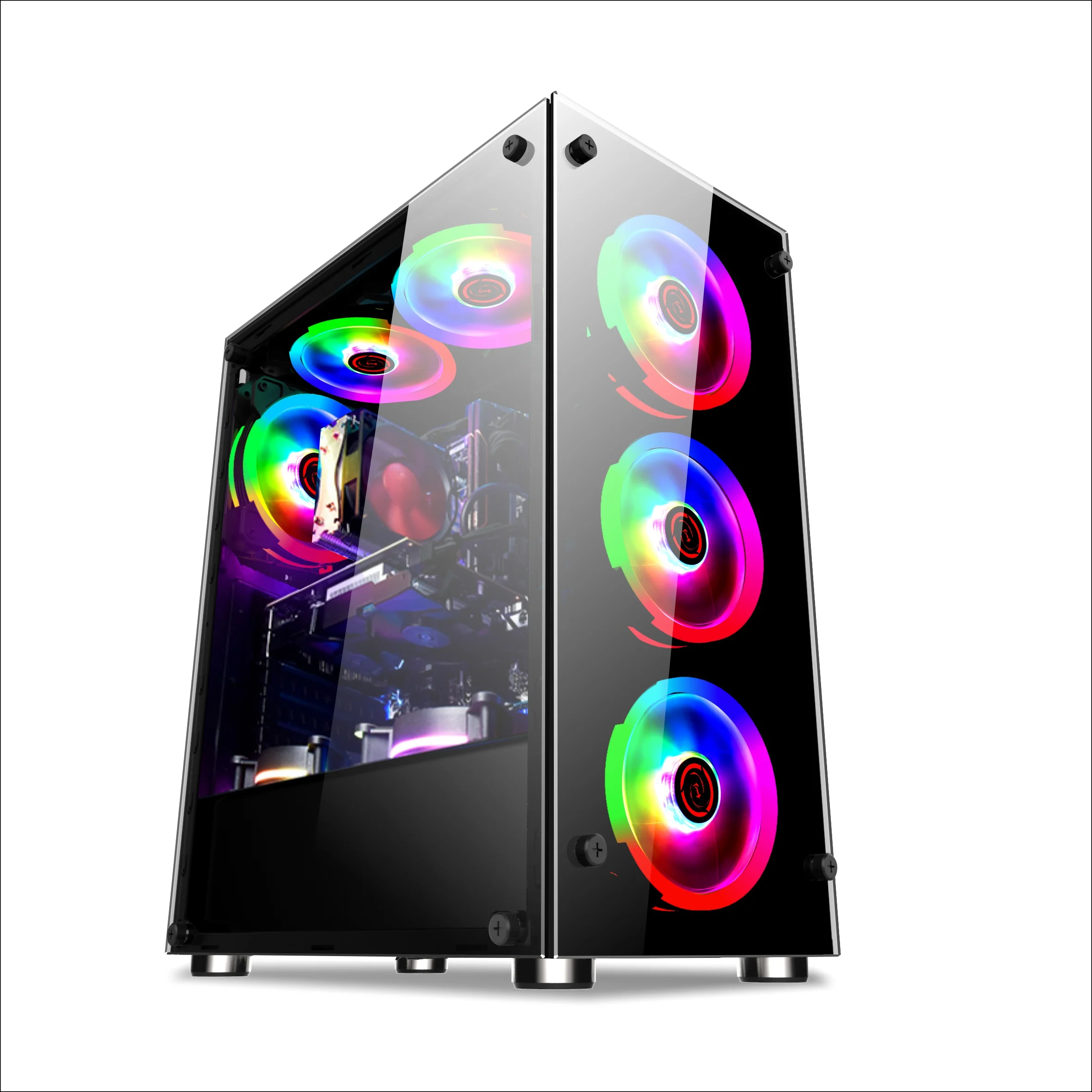 YYC in stock table pc computer case Mini SECC Mid Tower PC Computer Case RGB Tower pc case with rgb fans