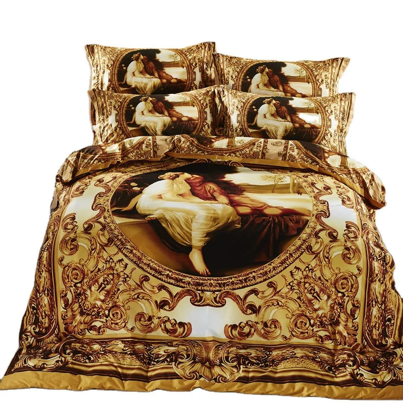 Постельное белье в европейском и американском стиле всемирно известная серия рисования международная торговля покрывало из трех частей 3D цифровая печать