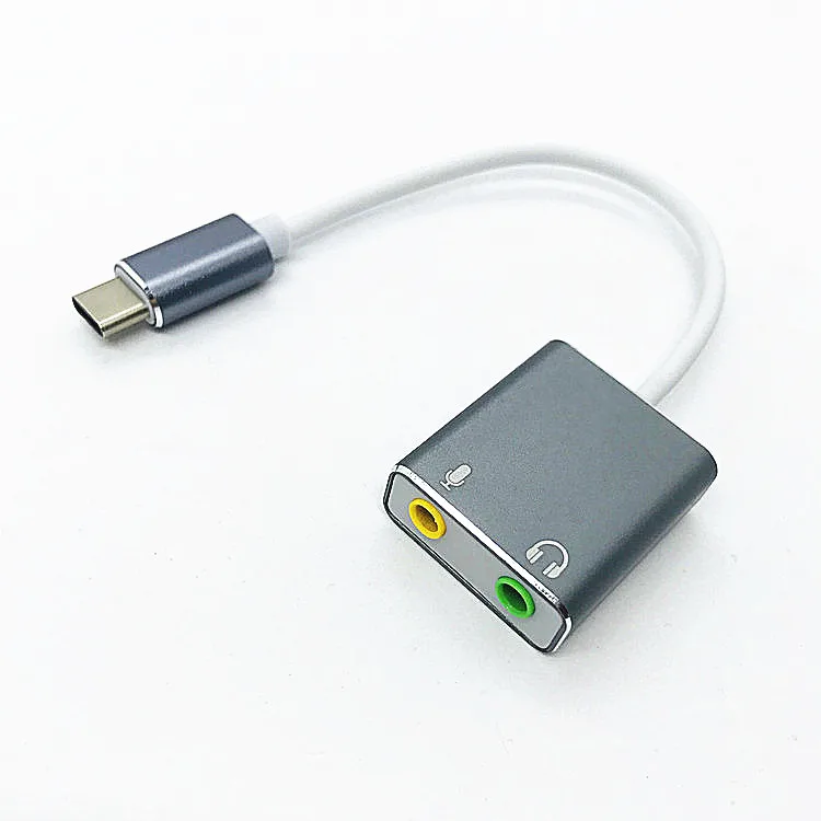 Factory price high quality external type C interface sound card 7.1 channel audio interface plug and play sound card