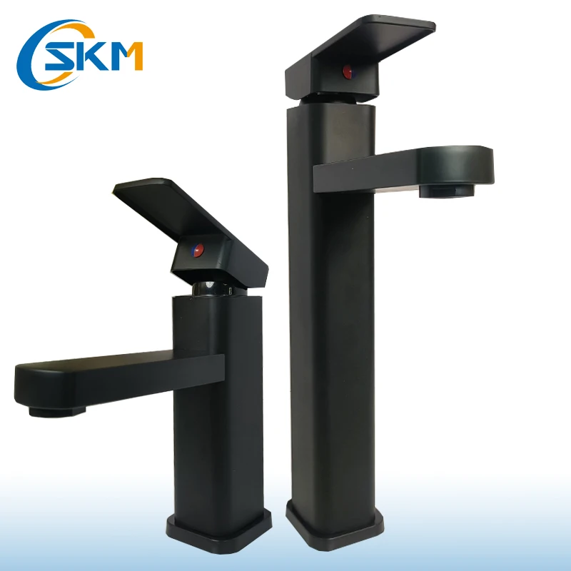 SAKEMI Brushed Nickel Bathroom Sink Faucet Deck Mount Stainless Steel 304 Bowl Basin Single Hole One Handle Spout Mixer Tap