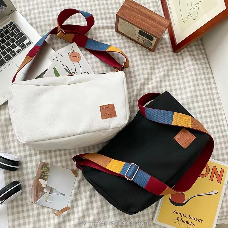 large capacity fashion reusable bags briefcases crossbody handbag canvas women men shoulder messenger bag