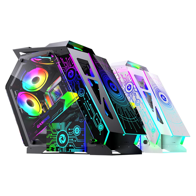 Lovingcool OEM Heteromorphosis SPCC Pc Case MATX Gaming Computer Cases & Towers With Fan RGB PC Chassis USB3.0 Desktop Case Cool