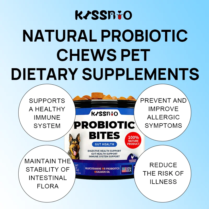 Probiotics for Dogs-Digestive Health and Seasonal Allergies Support Pet Health Care Supplements with Chewable Tablets