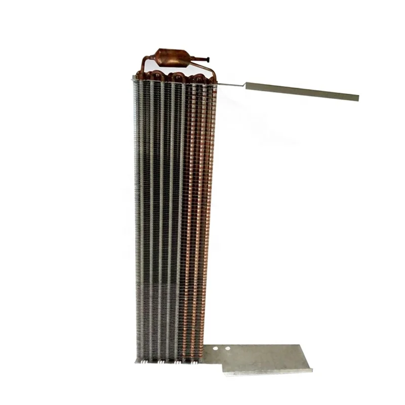 Copper tube heat exchanger evaporator for air cooled display cabinet