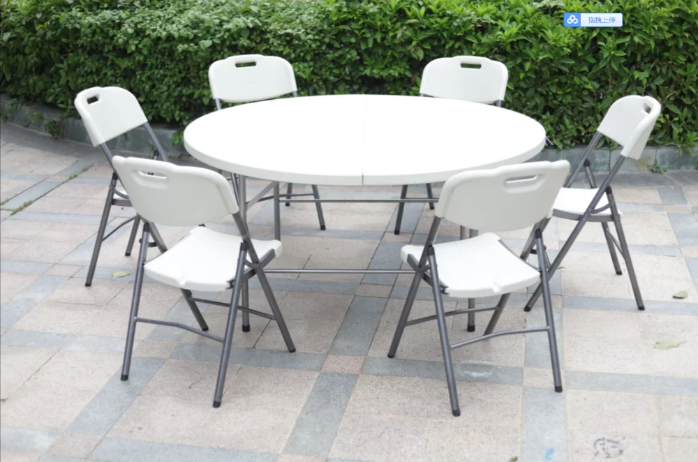 6//5/4ft Wholesale Outdoor Party Wedding Catering Folding in Half Plastic White Round Table