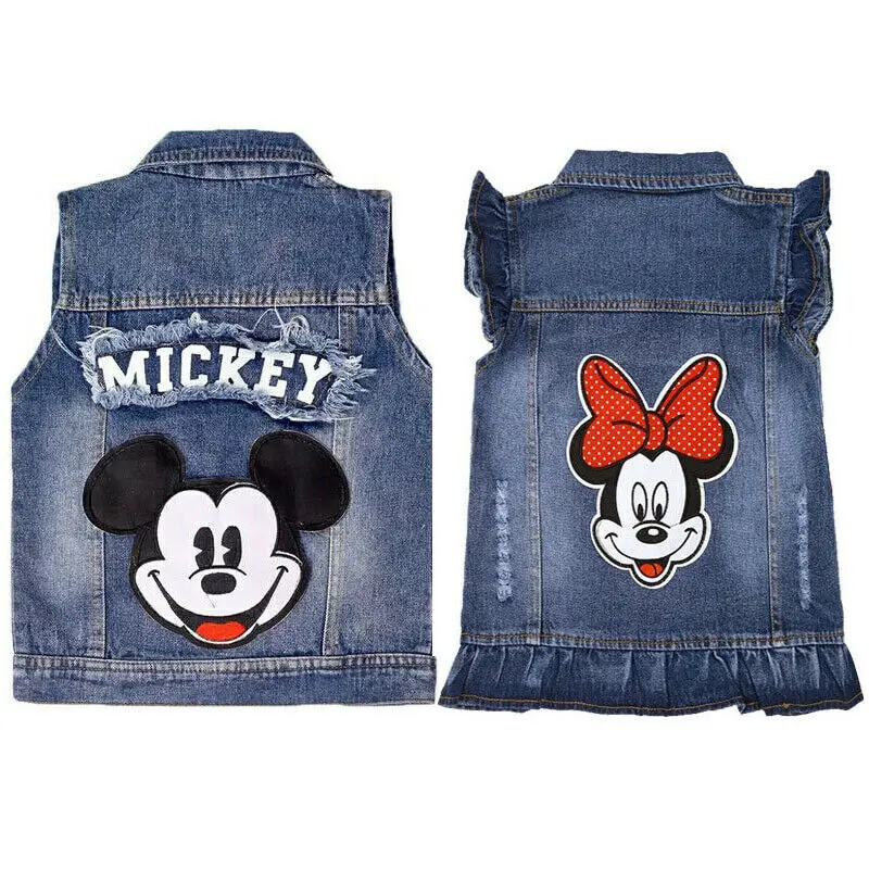 2021 Wholesale New Fashion High Quality Lovely Cartoon Party Denim Vest for Girls Kids Jackets Vest