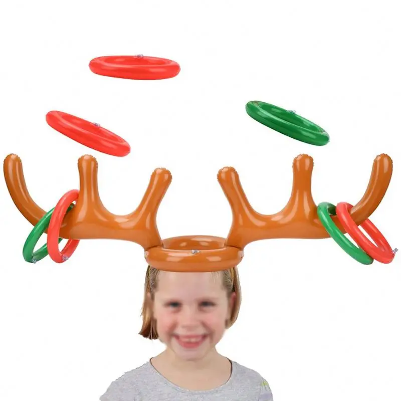 2020 Kids Toys Inflatable Christmas Deer Antlers Headband Ring Toss for Game Party