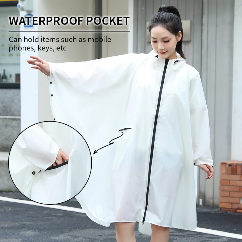 Custom Logo Adult Square Raincoat 100% Waterproof Black Reusable oxford Rain Poncho With Watertight Hood