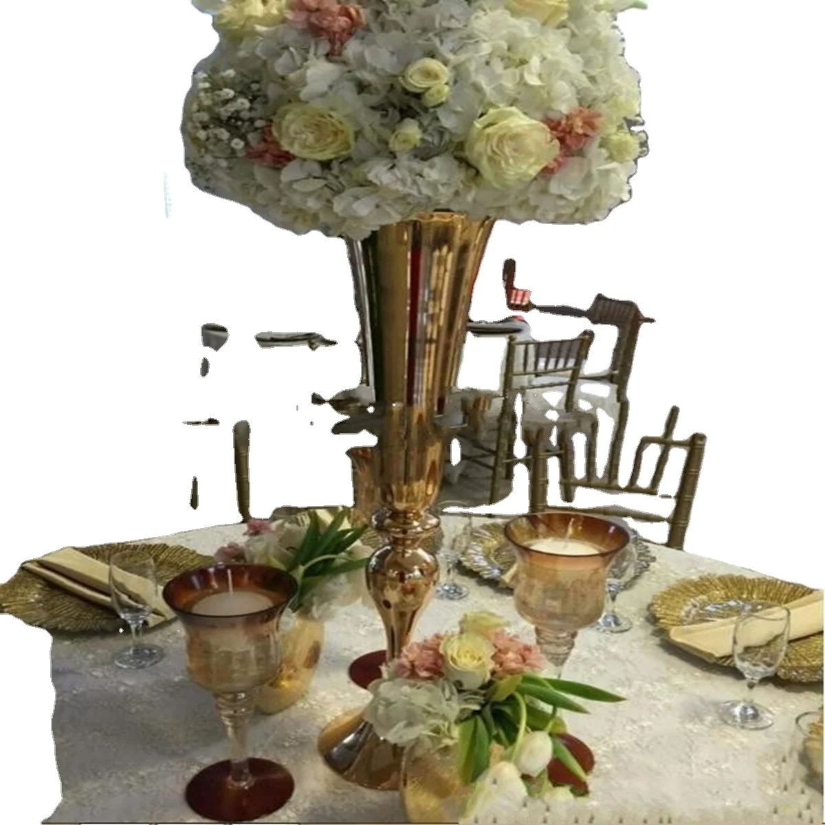 gold Wedding Flower Stand Trumpet Vases table Centerpieces Metal Flower Vase For Wedding & Home Decoration 3756