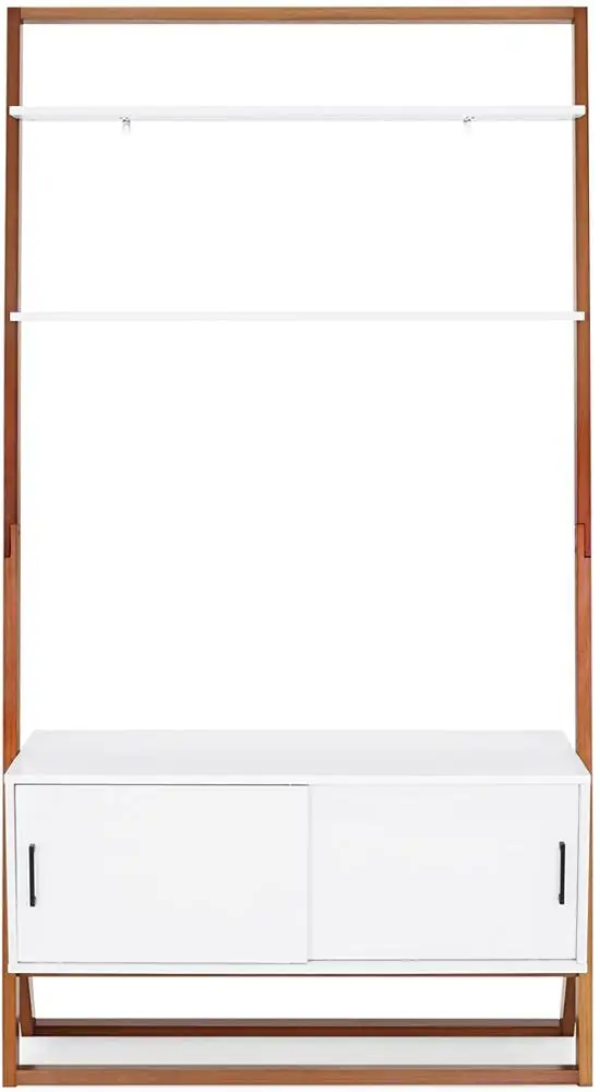 
Combohome Wooden Modern Ladder Shelf TV Stand Entertainment Center Console Sliding Door Storage Cabinet 