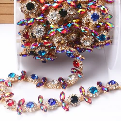 Модный аксессуар AB stone series, золотая металлическая чашка-коготь для пришивания стразами, кристальная отделка стразами