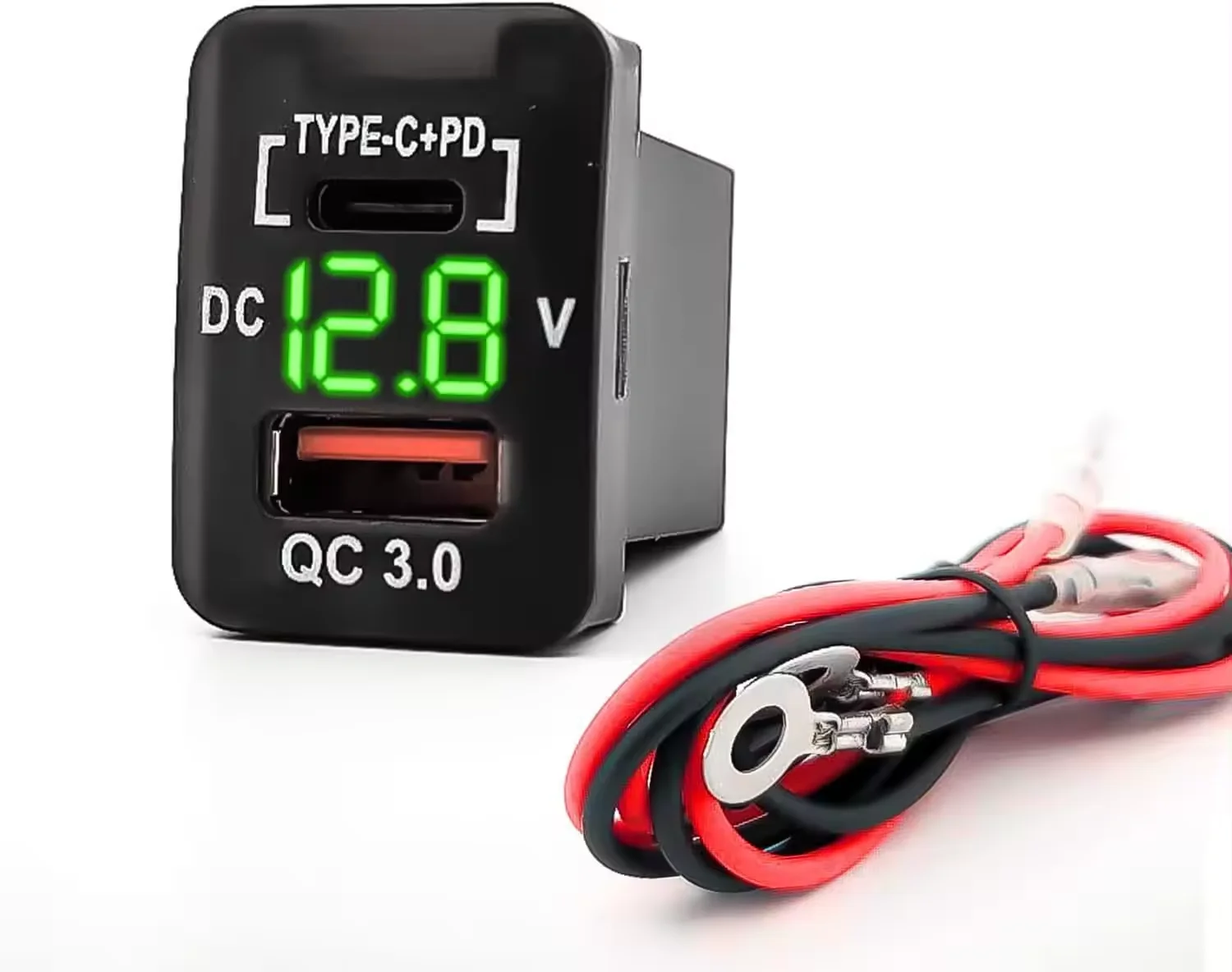 DC 12V 24V Panel Mount USB Outlet LED Voltmeter Dual USB C PD QC3.0 Dual Port Car Charger Socket for Toyota