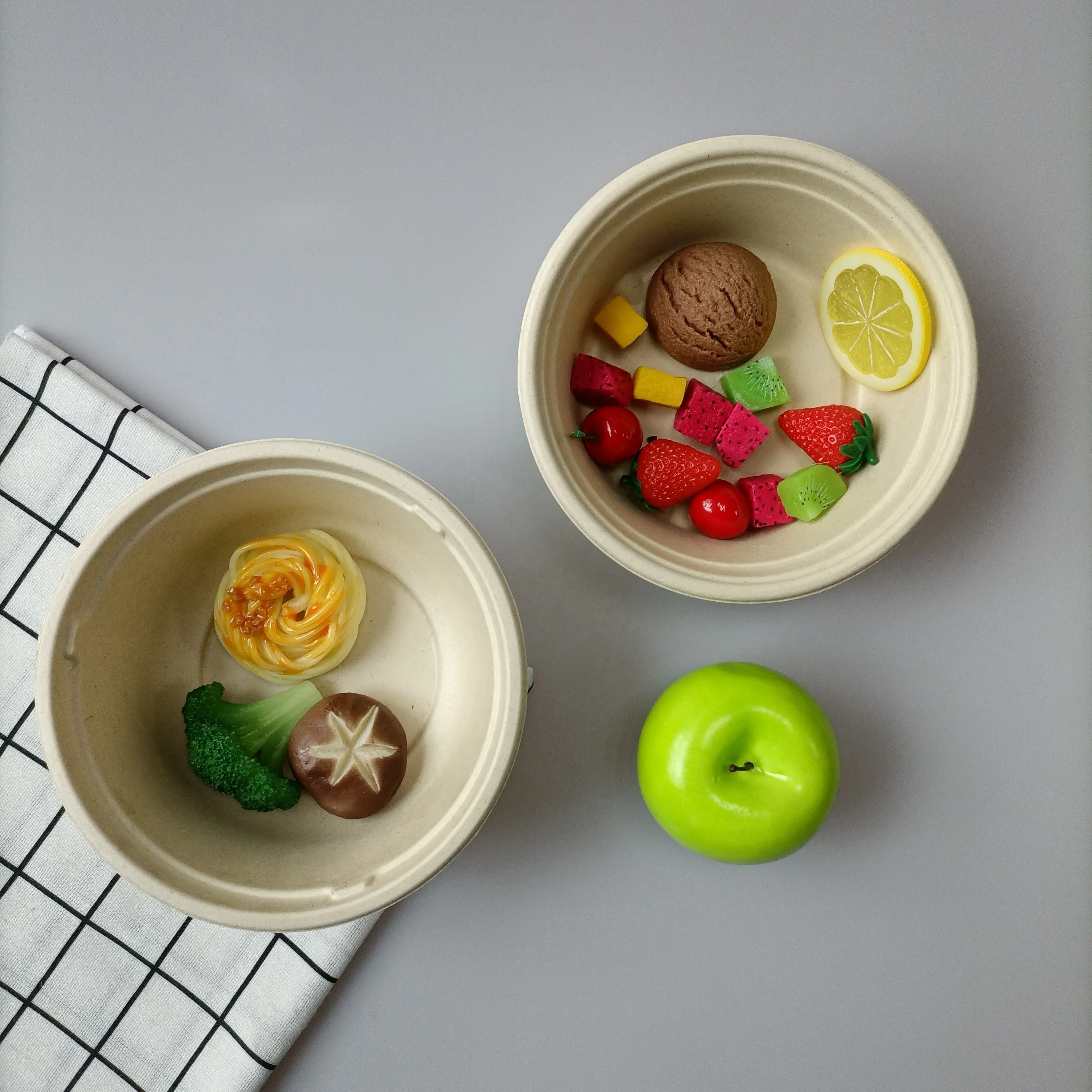 850Ml 1000Ml Sugarcane Compost Disposable Eco Tableware Soup Bowls Disposable Soup Single Round Bowl With Lid