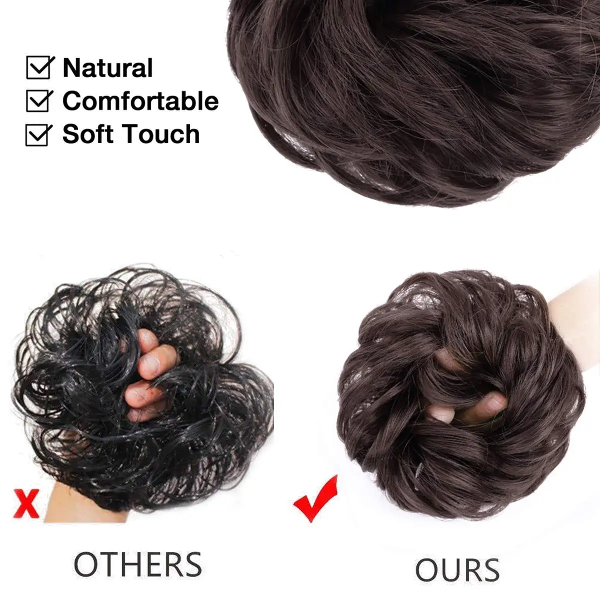 Hair Scrunchies Extension Updo Hairpiece Bun Curly Wavy Synthetic Chignon for Women
