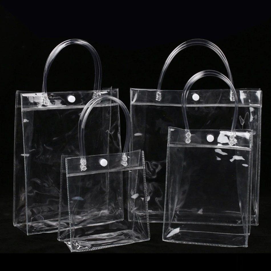 
All Transparent Portable Cosmetic Toy Gift Plastic PVC Packing Tote Bag With Handle 