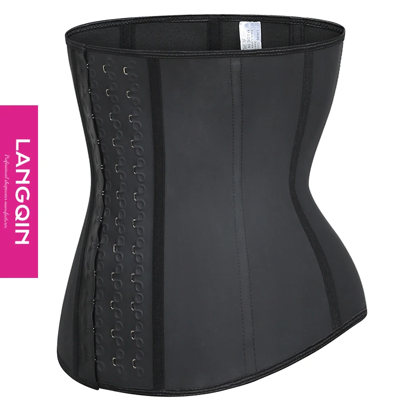 Langqin Wholesale full plus size sauna suit waist trainer belt slimming 9 Steel Boned Latex wrapping 3 Latex Hooks women shaper