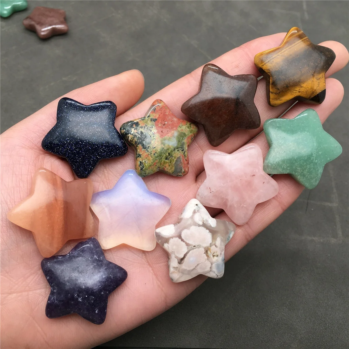 CELION Polished Natural Crystals Gemstone Moss Agate Star Shaped Healing Stones For Folk Crafts Natural Quartz Crystals