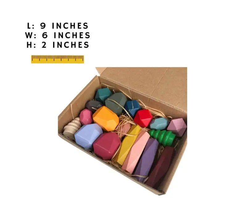 Muzhi Colorful Wooden Building Stones Educational Colorful Wooden Toy Stacking Game Puzzle Toy