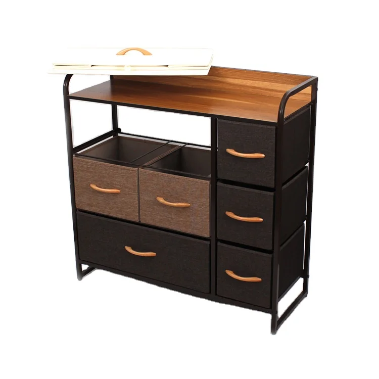 Customized 5L-612 Dresser Drawer Organizer 7 Drawers Fabric Chest Vertical Storage Dresser For Bedroom
