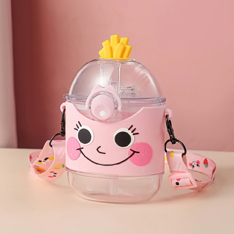 Cute French Fries Image Straw Cup Creative Plastic Cup Student Children Water Cup