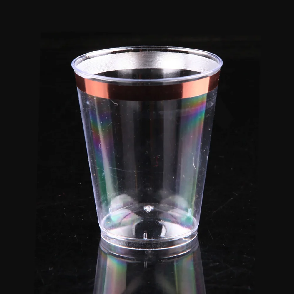 Wholesale Skin Care Products Rim Clear Tumbler Drinkware Glass Trendy PS Party 12g Plastic Glassware Gold Polycarbonate Plastic New 7oz