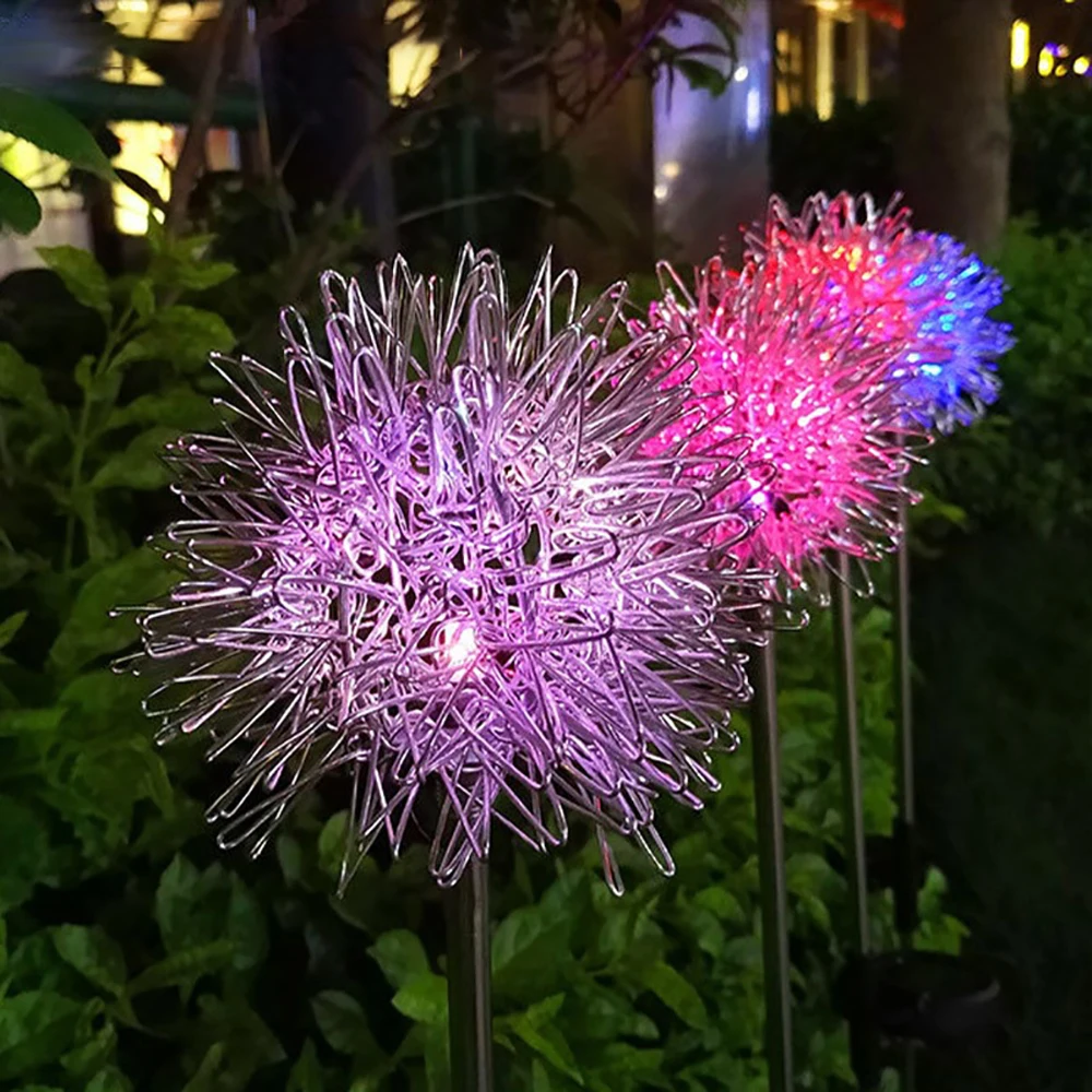 New Wholesale Solar Garden Light Outdoor Solar LED Aluminum Wire Ball Dandelion Shape lamp solar Dandelion light Christmas light