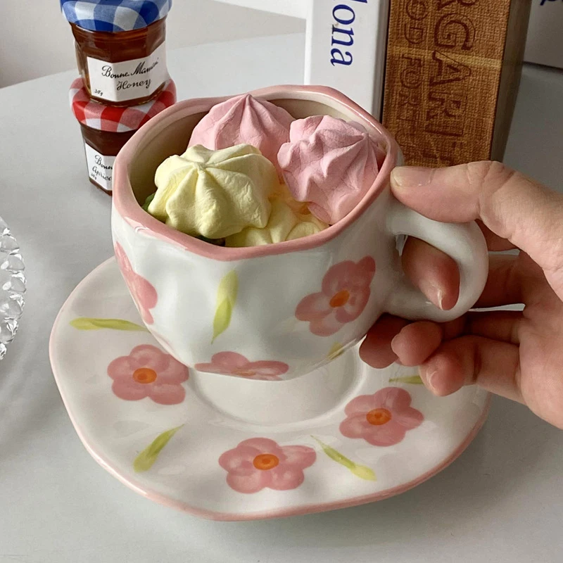 Nordic Style Ceramics Stoneware Cups Handmade Coffee Mugs Customized Clay Tea Cup And Saucer