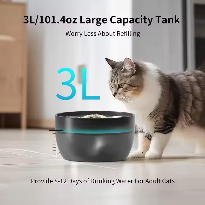 Factory Custom 3L Visual Stainless Steel BPA-Free Auto Pet Cat Dog Drinking Water Fountain For Small Animals