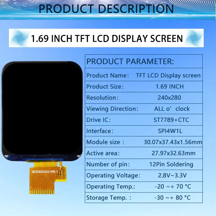 1 69 71 дюймов 240x280 240*280 точки 12 pin IPS цветной TFT ЖК-дисплей Панель модуль Сенсорная панель TP умные женские