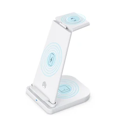 USLION 3 in 1 Wireless Charger Stand Station 15W 10W Qi  Wireless Charging Dock Mobile Phone Earphone Watch for iPhone