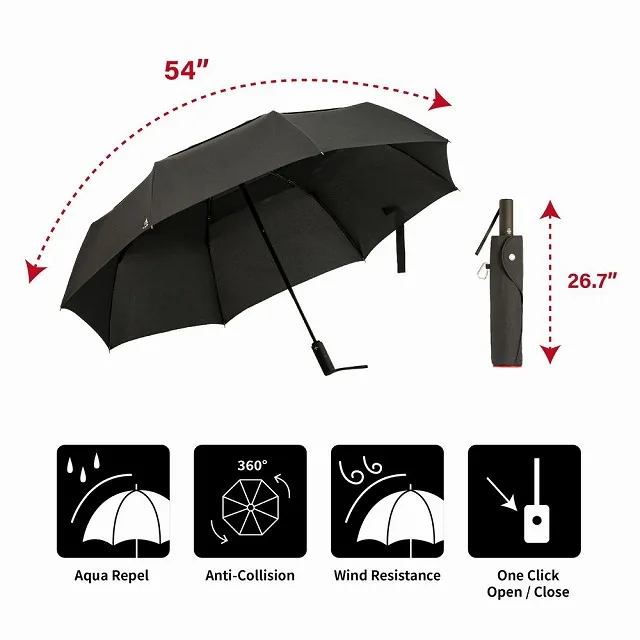 Windproof Compact Folding Small Umbrella for Car Heavy Duty Reinforced Fiberglass Frame Portable Windproof for Men Women Teenage