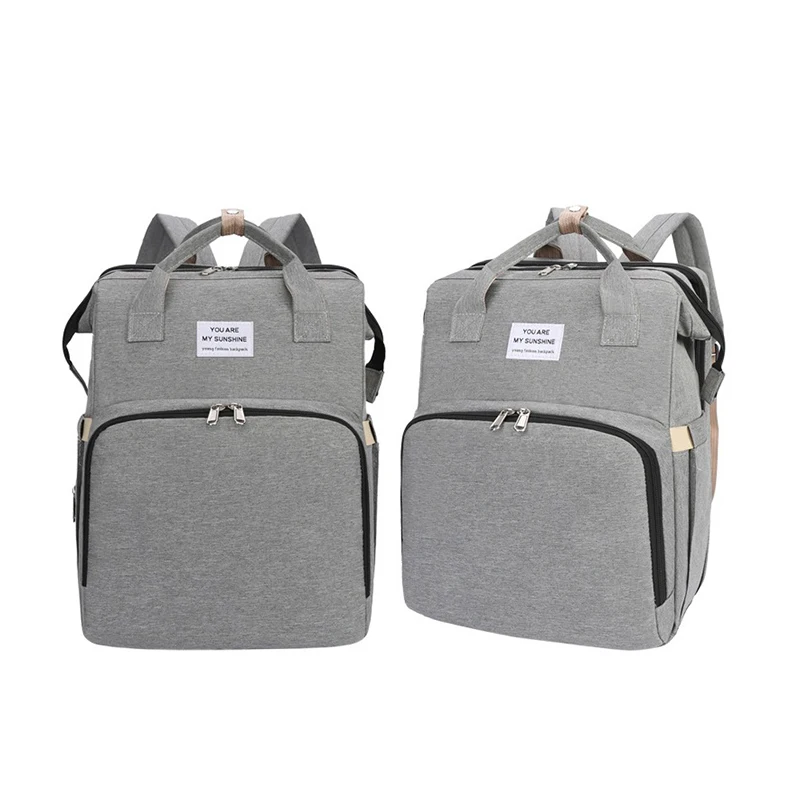 Foldable design waterproof large capacity mommy diaper changing bag bed backpack with bassinet