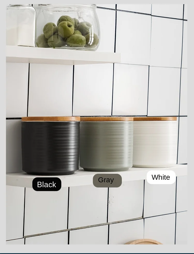 serving coffee tea sugar salt bamboo lid food storage canister sets of 3  for kitchen counter