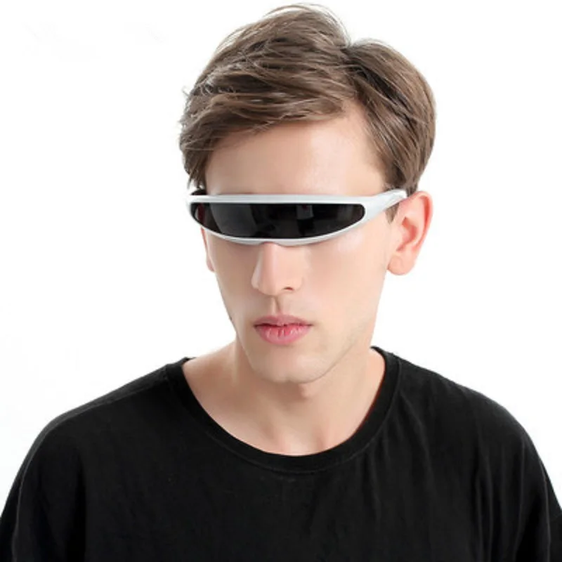Futuristic Narrow Cyclops Visor Sun Glasses Laser Eyeglasses  Personality Mirrored Lens  Eyewear alien Sunglasses Men