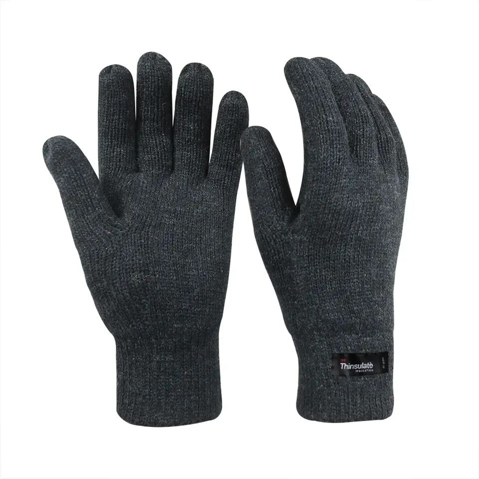 Navy Single Layer Winter Merino Wool Gloves Support Custom Color
