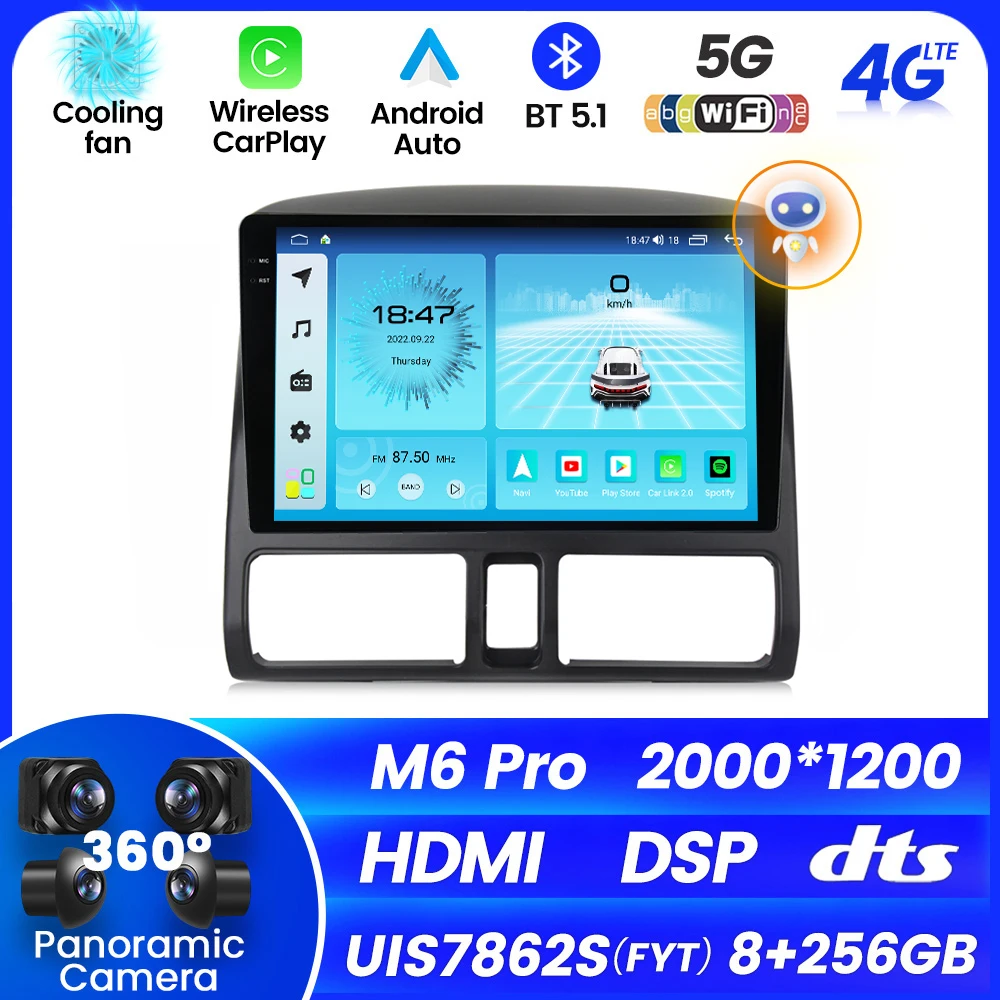 MEKEDE M6 Pro Android 12 8 ядер 256 ГБ 2K DSP 2DIN GPS WIFI магнитола для Honda CRV 2002-2005 mazda 6